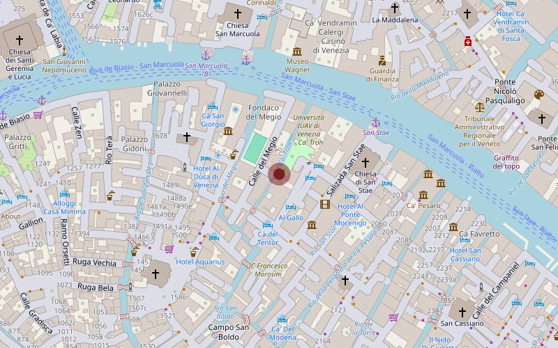 OpenStreetMap location of Palazzo Mocenigo in Venice